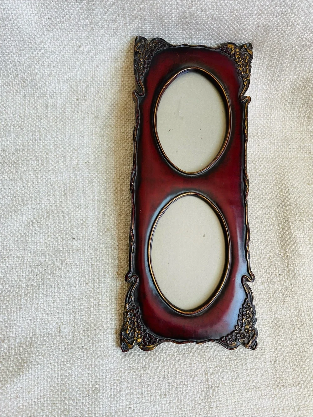 Vintage Double Oval Collage Ornate Picture Frame in Deep Mahogany Red Wood